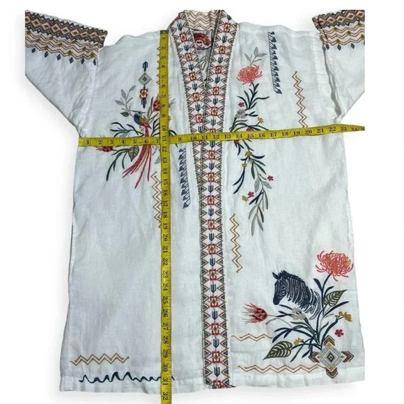 JOHNNY WAS Large multicolor embroidered kimono jacket WATIPASO LINEN KIMONO - Picture 10 of 14